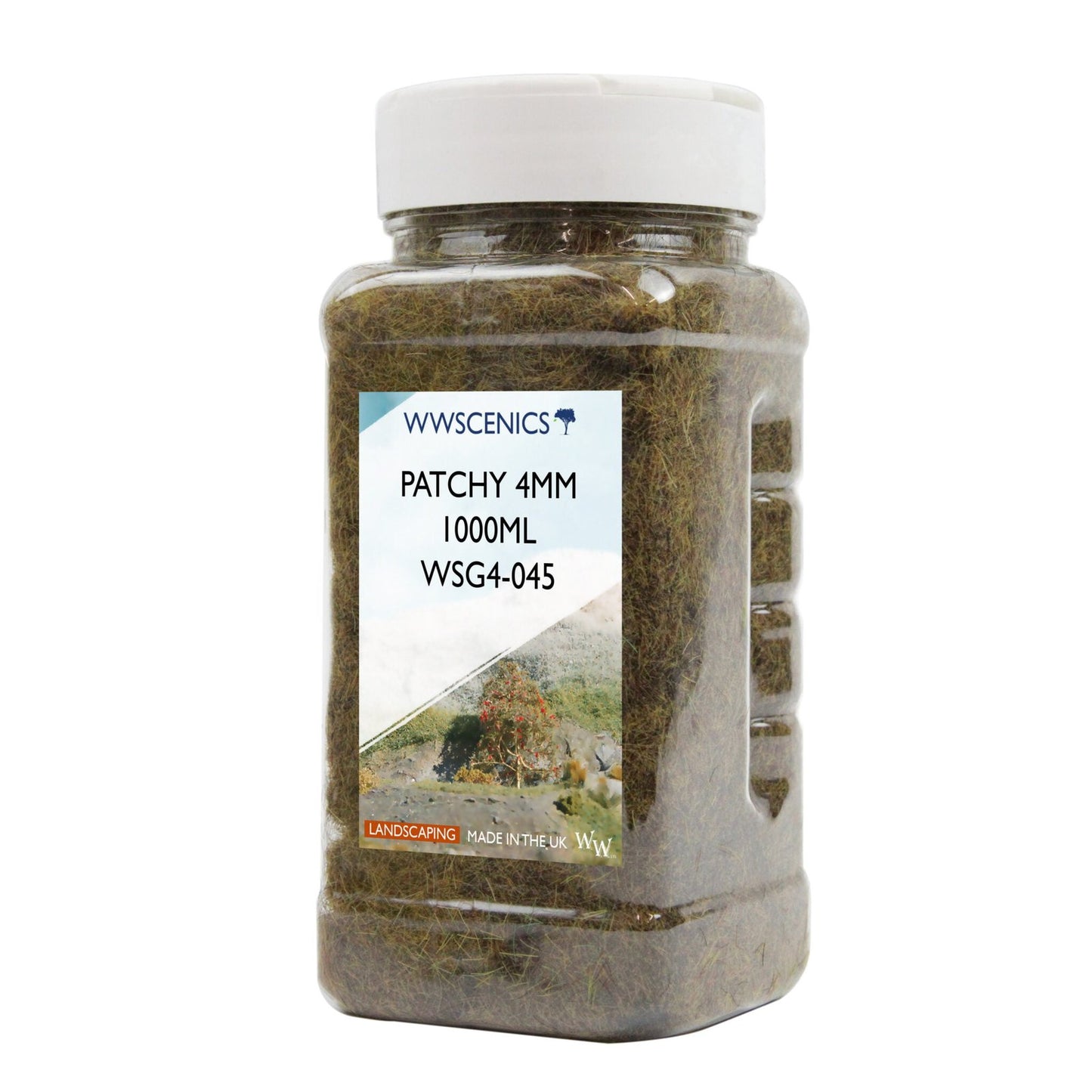 WWScenics WSG4-045 4mm Patchy Static Grass - 1000 ml. Canister