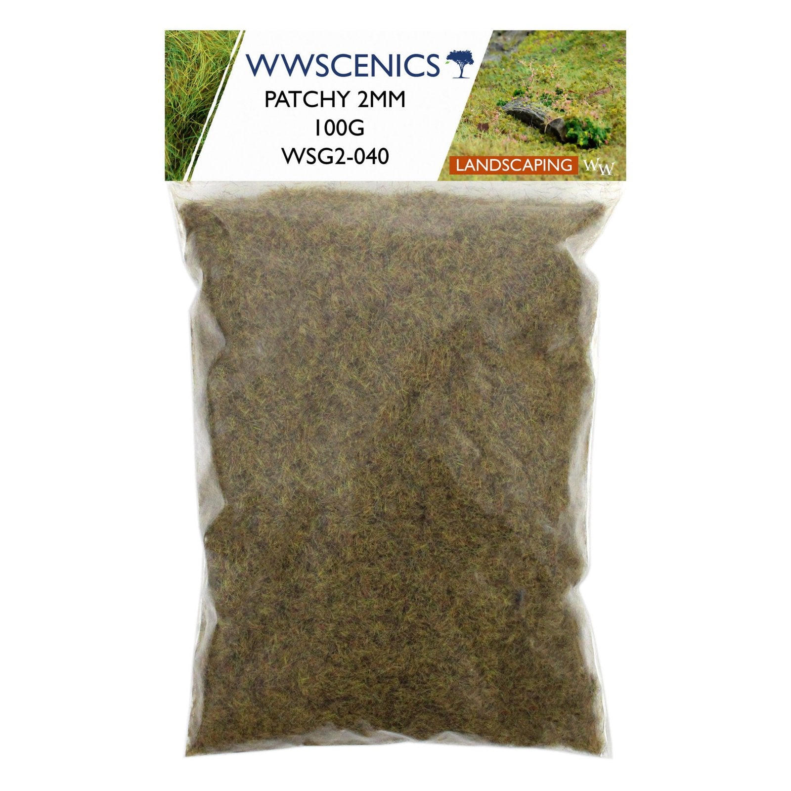 WWScenics WSG2-040 2mm Patchy Static Grass - 100 g Bag