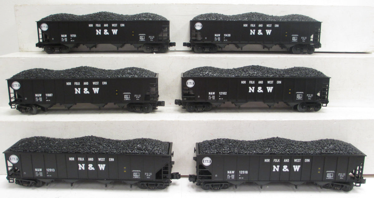 MTH 20-97057 O Norfolk & Western 4-Bay Hopper Car Set with Coal (Set of 6) LN/Box