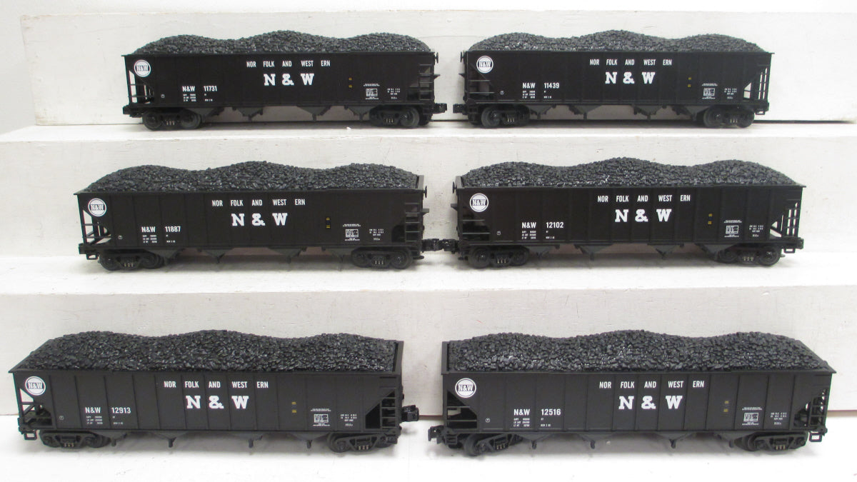 MTH 20-97057 O Norfolk & Western 4-Bay Hopper Car Set with Coal (Set of 6) LN/Box