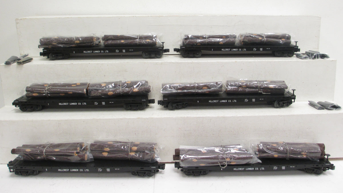 MTH 20-98119 O Hill Crest Lumber Co. Flat Car Set with Logs (Set of 6) LN/Box