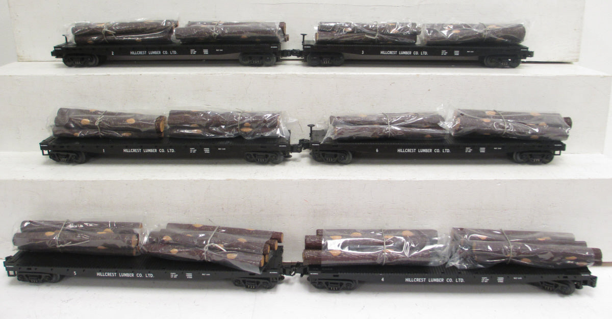 MTH 20-98119 O Hill Crest Lumber Co. Flat Car Set with Logs (Set of 6) LN/Box
