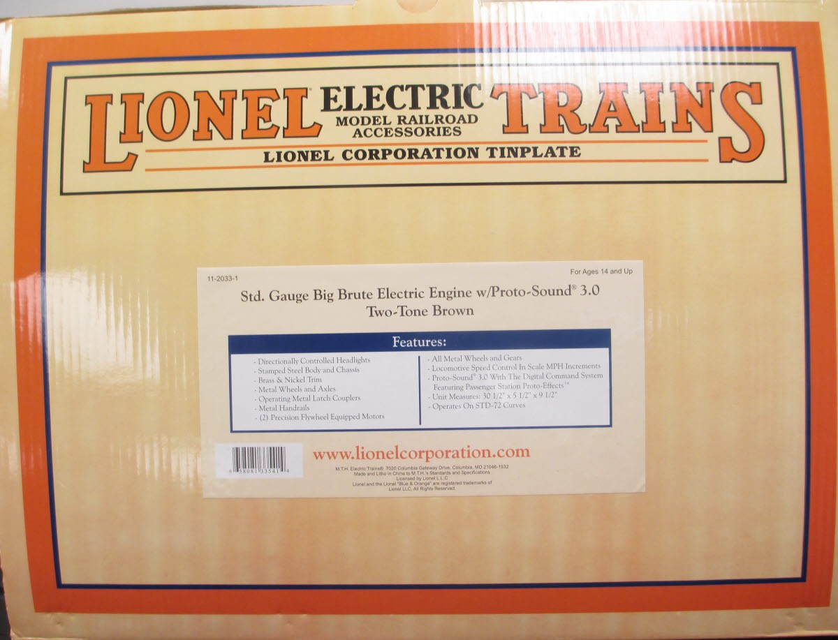 MTH 11-2033-1 Standard Gauge Big Brute Electric Engine with Proto-Sound 3.0 LN/Box