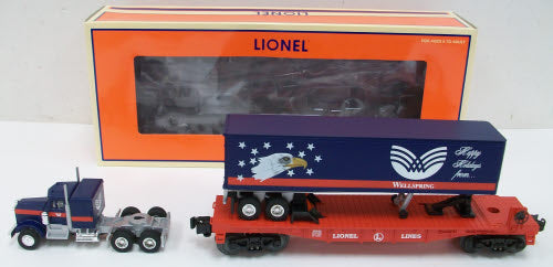 Lionel 6-39442 O Lionel Lines Flat Car w/ Wellsypring Tractor-Trailer Load NIB