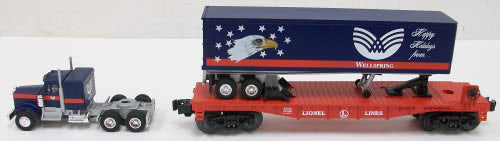 Lionel 6-39442 O Lionel Lines Flat Car w/ Wellsypring Tractor-Trailer Load NIB