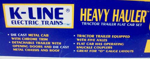 K-Line K-669101 Heavy Hauler Tractor Trailer Flatcar Set EX/Box