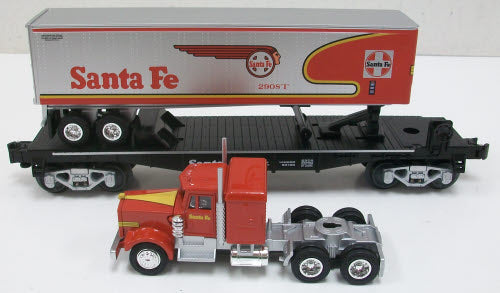 Lionel 6-52523 O Gauge LOTS 2008 Santa Fe Warbonnet Flatcar w/Trailer & Tractor LN/Box