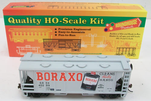 Roundhouse 01440 HO Scale 34' Boraxo/GACX 2-Bay Covered Hopper Road # 40299 Kit