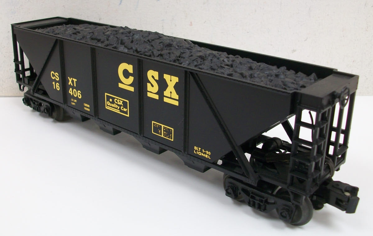 Lionel 6-16406 O Gauge CSX 4-Bay Hopper with Coal Load