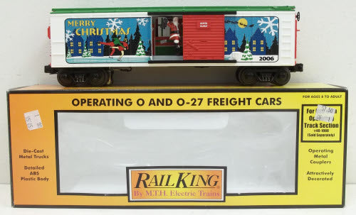 MTH 30-79141 Christmas Operating Box Car w/Signal Man LN/Box