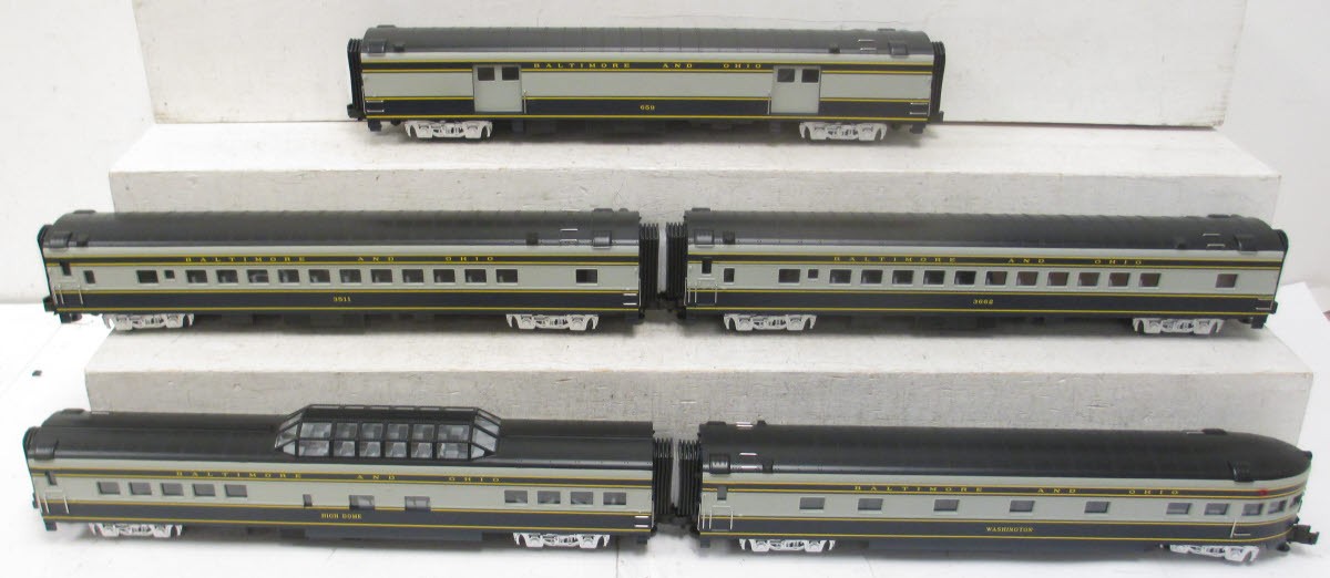 MTH 20-6565 O Baltimore & Ohio 70' Streamlined Passenger Car Set (Set of 5) LN/Box