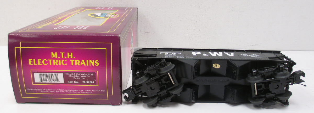 MTH 20-97661 O Gauge P&WV 2-Bay Offset Hopper Car #235 with Coal Load
