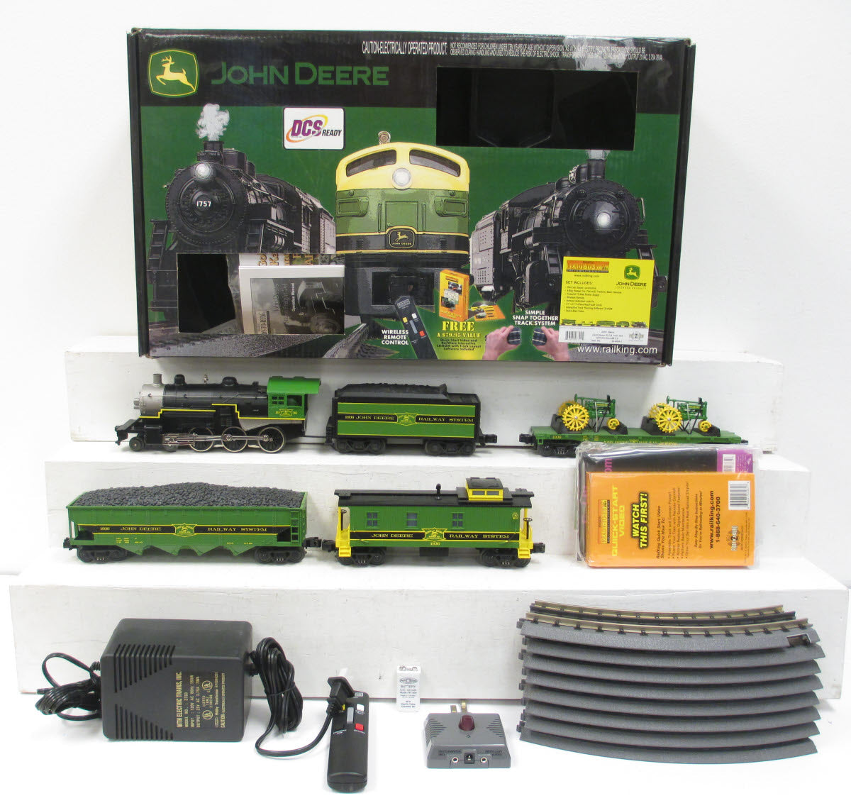 MTH 30-4094-1 John Deere RailKing 4-6-0 O Gauge Steam Train Set w/PS 2.0 EX/Box