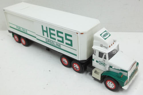 Hess 1987 Semi-Truck Gasoline Fuel Oils Toy Truck Bank W/Green Barrels