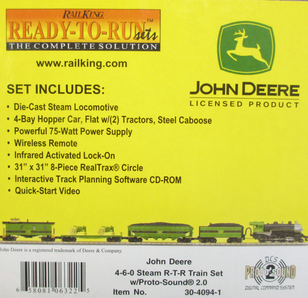 MTH 30-4094-1 John Deere RailKing 4-6-0 O Gauge Steam Train Set w/PS 2.0 EX/Box
