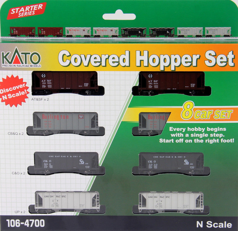 Kato 106-4700 N ACF 70-Ton 2-Bay Covered Hopper (Set of 8) NIB