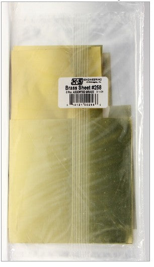 K&S 258 Sheet Brass Assortment with Shim Brass Sheets (Pack of 6)