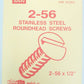 Kadee 1709 Multi Scale Stainless Steel Roundhead Screws 2-56 x 1/2" (Pack of 12)