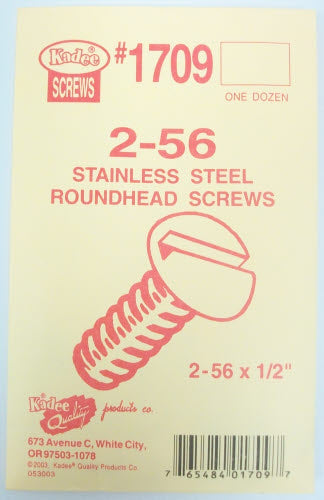 Kadee 1709 Multi Scale Stainless Steel Roundhead Screws 2-56 x 1/2