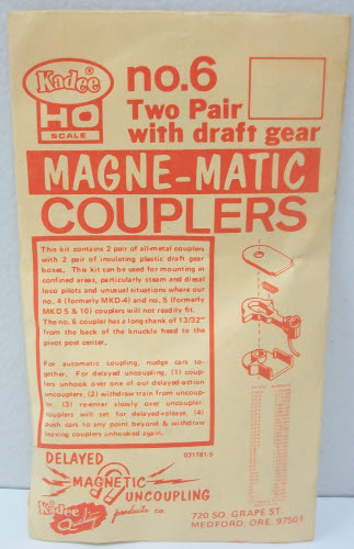 Kadee 6 HO Scale HO Scale Long Metal Couplers With Draft Gear (Pack of 2)