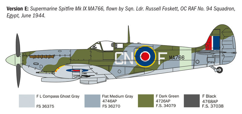 Italeri 1482 1:72 Spitfire Mk.V/Mk.IX Aces Fighter Aircraft Plastic Model Kit