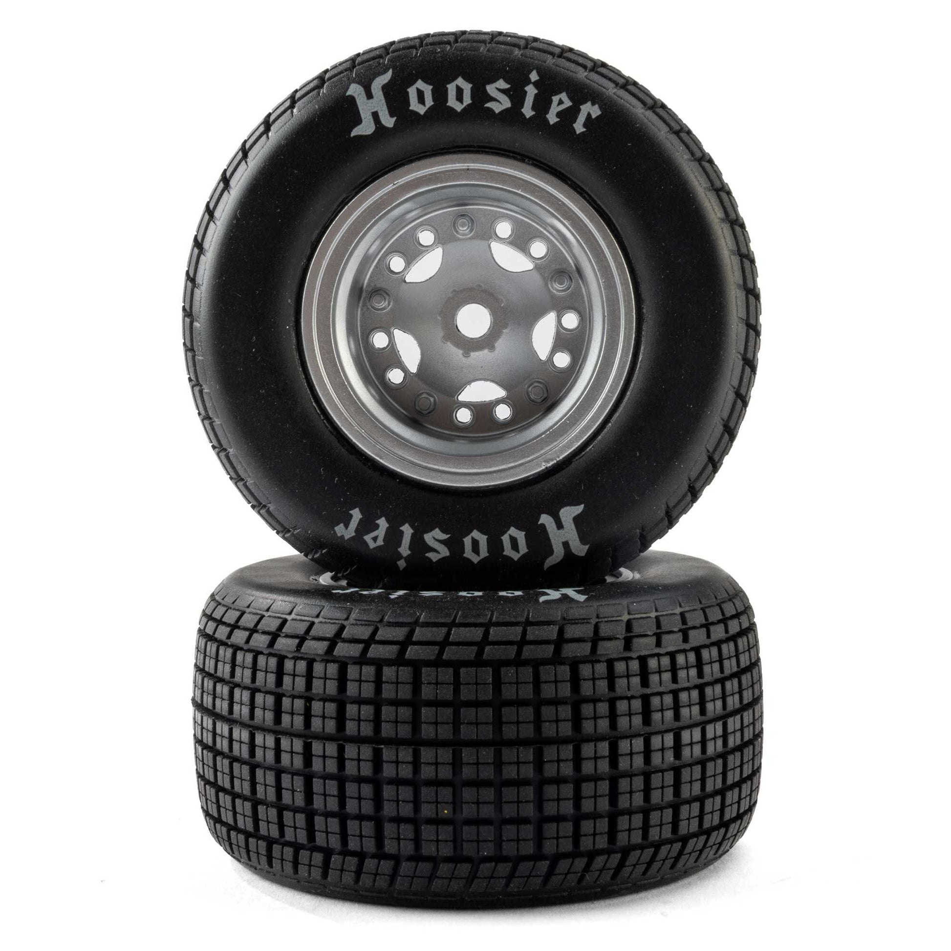 Losi LOS-4642 1:5 Medium Mounted Hoosier Tires, Satin Aluminum (Pack of 2)