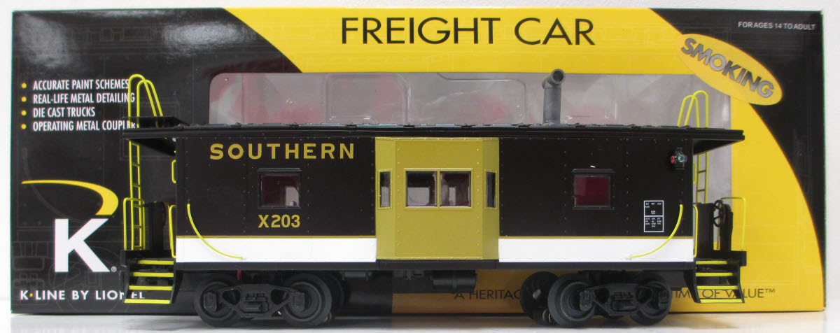 Lionel K-Line 6-22671 O Gauge Southern Bay Window Smoking Caboose Car #203
