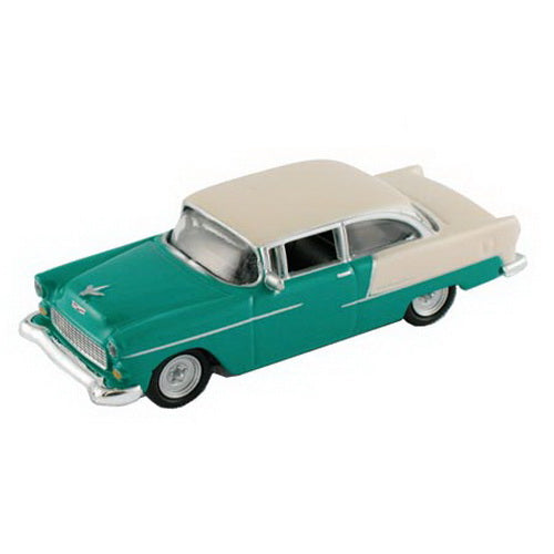 Model Power 19236 1:87 HO Scale Minis Turquoise/Cream 1955 Chevy Belair Coupe