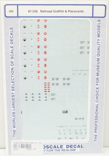 Microscale 87-228 HO Railroad Graffiti & Placecards Waterslide Decal Sheet
