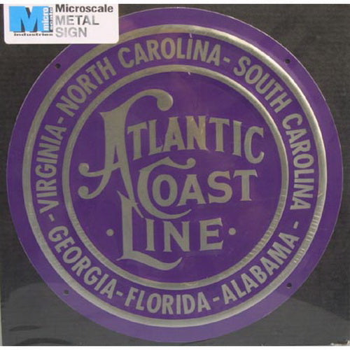 Microscale 10012 Atlantic Coast Line 8" Die-Cut Metal Sign