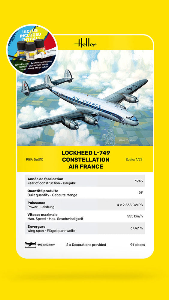Heller 56310 1:72 Lockheed L-749 Constellation A.F. Starter Kit