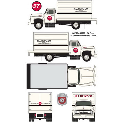 Classic Metal Works 50309 N Mini Metals Heinz 1954 Ford F-700 Delivery Trucks