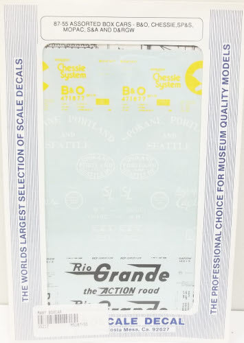 Microscale 87-55 HO Chessie, D&RGW 50'' Assorted Freight Cars Decal Sheet