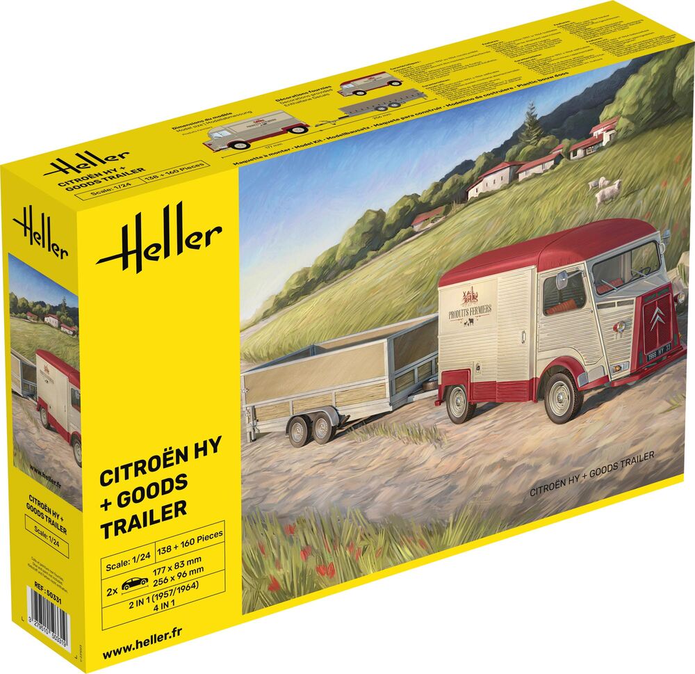 Heller 50331 1:24 Citroen HY + Goods Trailer Plastic Model Kit