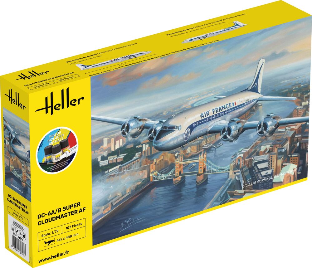 Heller 56315 1:72 DC6 Super Cloudmaster AF Starter Kit