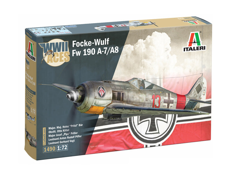 Italeri 1490 1:72 Focke-Wulf FW 190 A-7/A8 ACES Fighter Plastic Model Kit