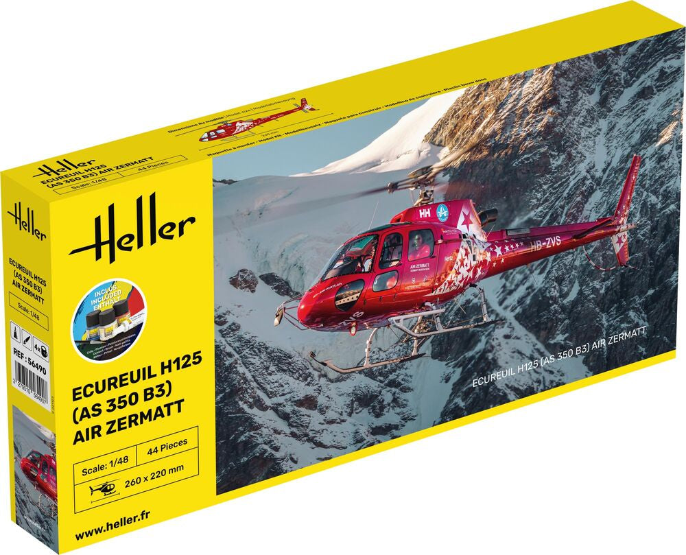 Heller 56490 1:48 Ecureuil H125 (AS 350 B3) Air Zermatt Starter Kit