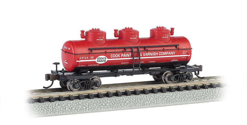 Bachmann 17156 N Scale Cook Paint & Varnish Co. 3-Dome Tank Car #101 LN/Box