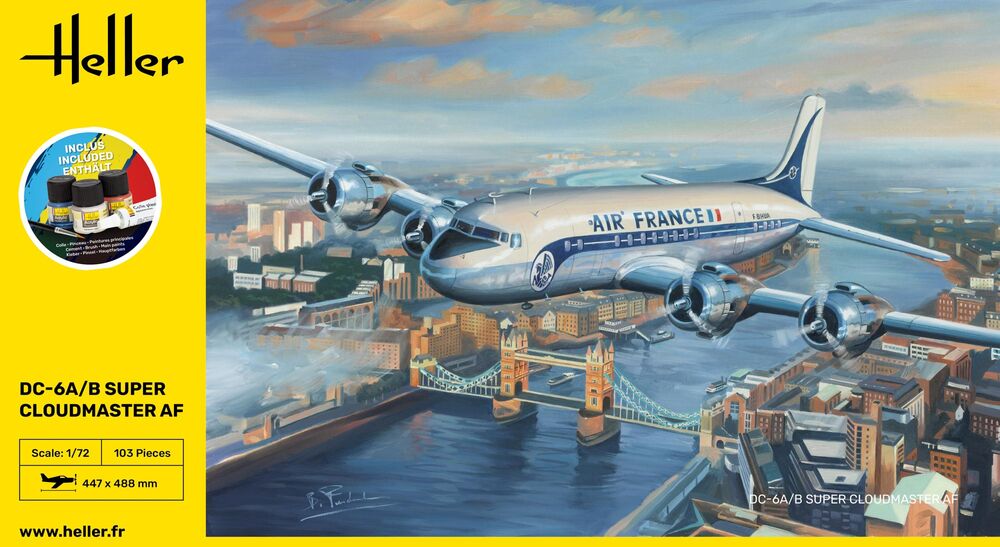 Heller 56315 1:72 DC6 Super Cloudmaster AF Starter Kit