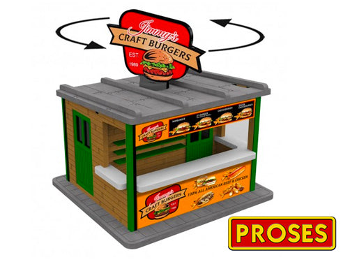 Bachmann 39122 O Jimmy's Burger Stand w Light & Rotating Sign Laser Cut Kit