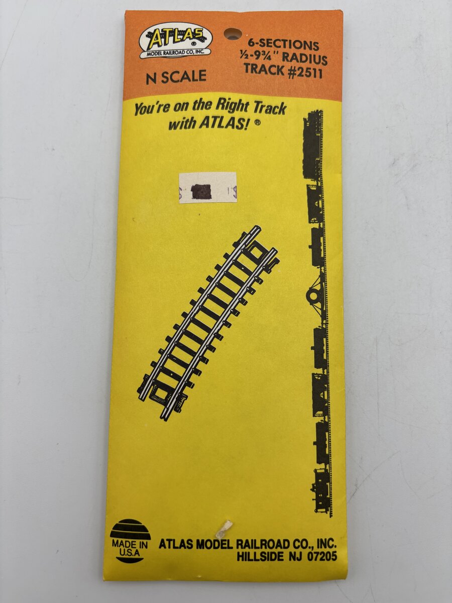 Atlas 2511 N Code 80 Nickel Silver 1/2 - 9-3/4" Radius Curved Track (Pack of 6)