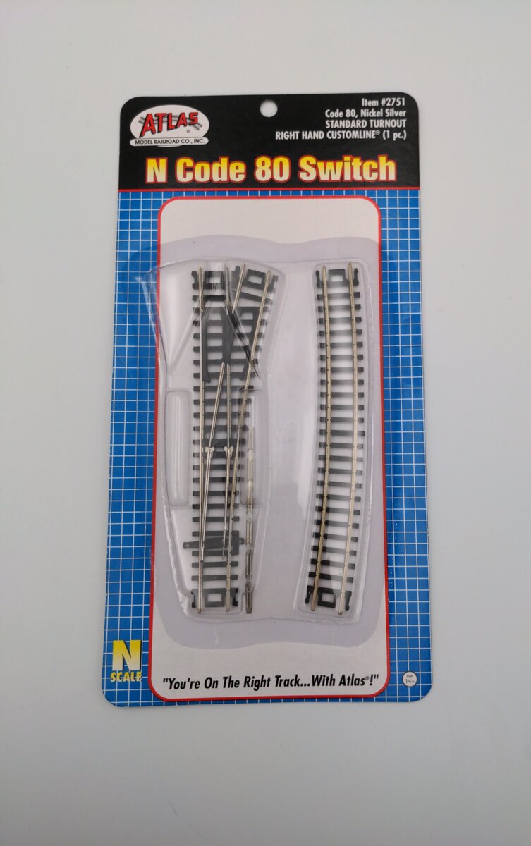 Atlas 2751 N Code 80 Nickel Silver #4 Custom Line Right Hand Switch Turnout