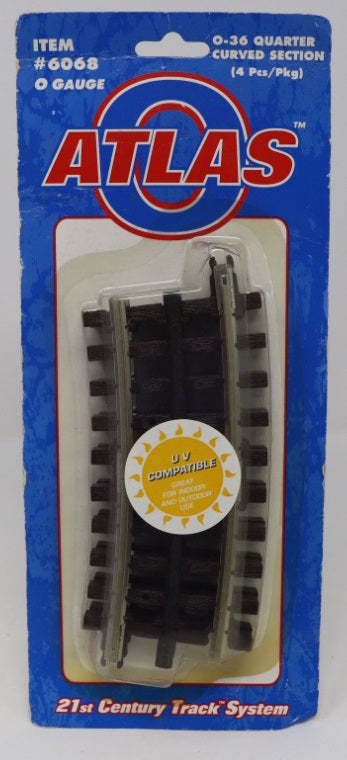 Atlas 6068 O Nickel Silver O-36 Quarter Curved Section W/Brown Ties (Pack of 4)