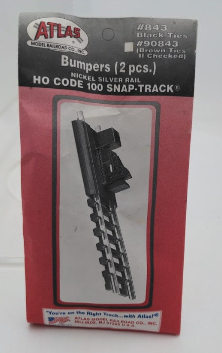 Atlas 0843 HO Scale Code 100 Snap-Track Nickel Silver Track Bumper (Pack of 2)