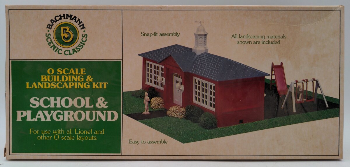 Bachmann 1982 O Plasticville School & Playground Classic Building Kit