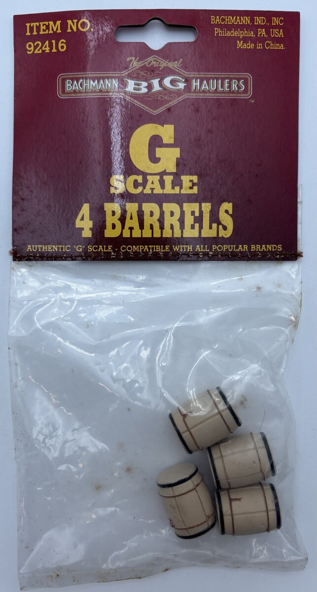 Bachmann 92416 G Scale Wood Barrels (Pack of 4)