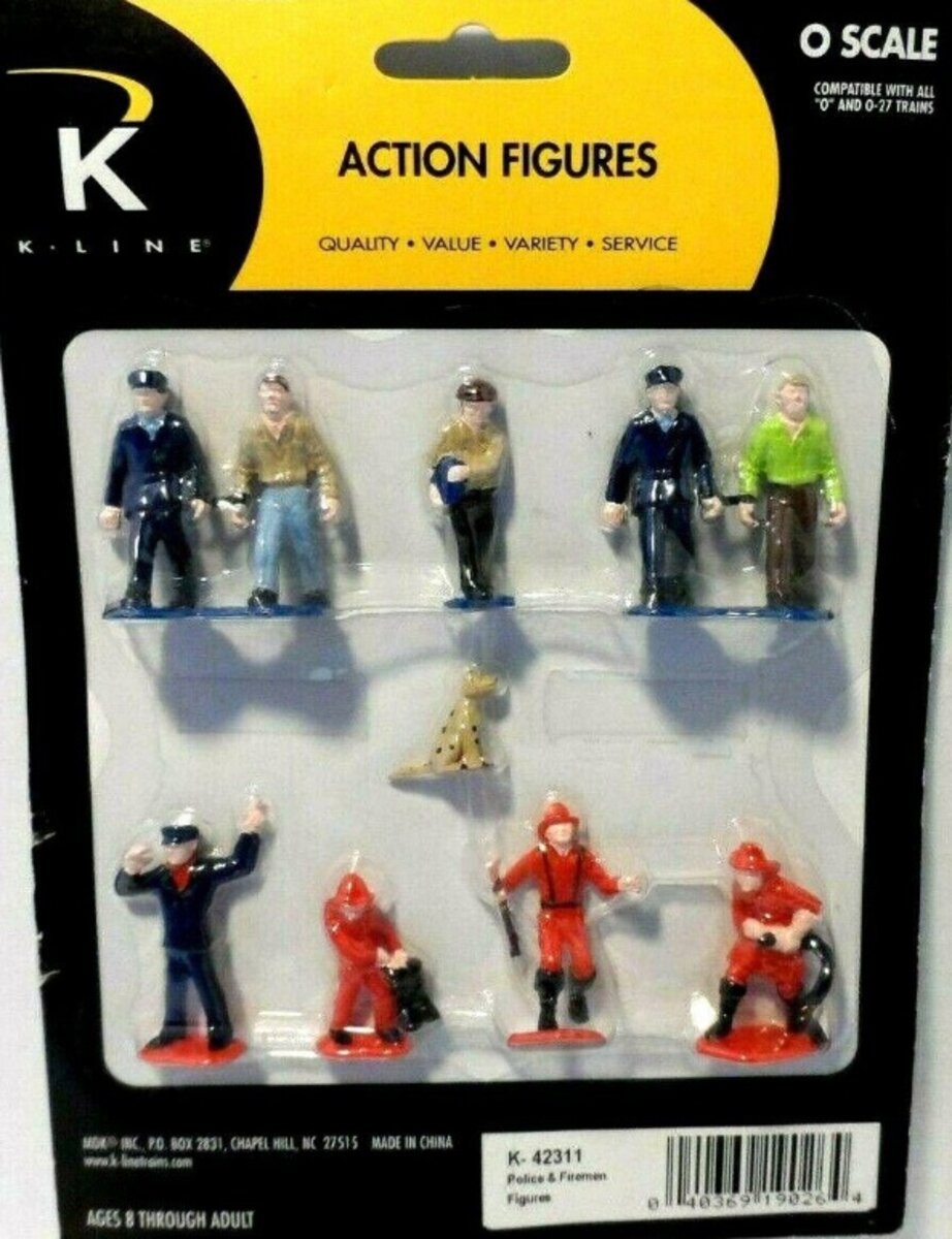 K-Line K-42311 O Scale Police / Fireman & Dog Figures