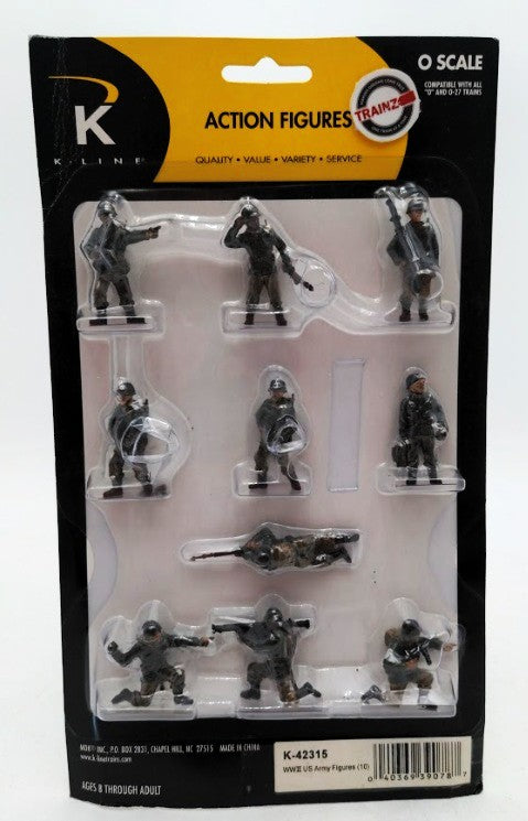 K-Line K42315 O Scale WWII US Army Plastic Action Figures (Set of 10)