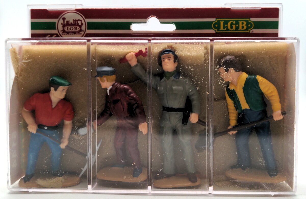 LGB 5144 G Scale Handpainted German Rail Road Working Figures (Set of 4)
