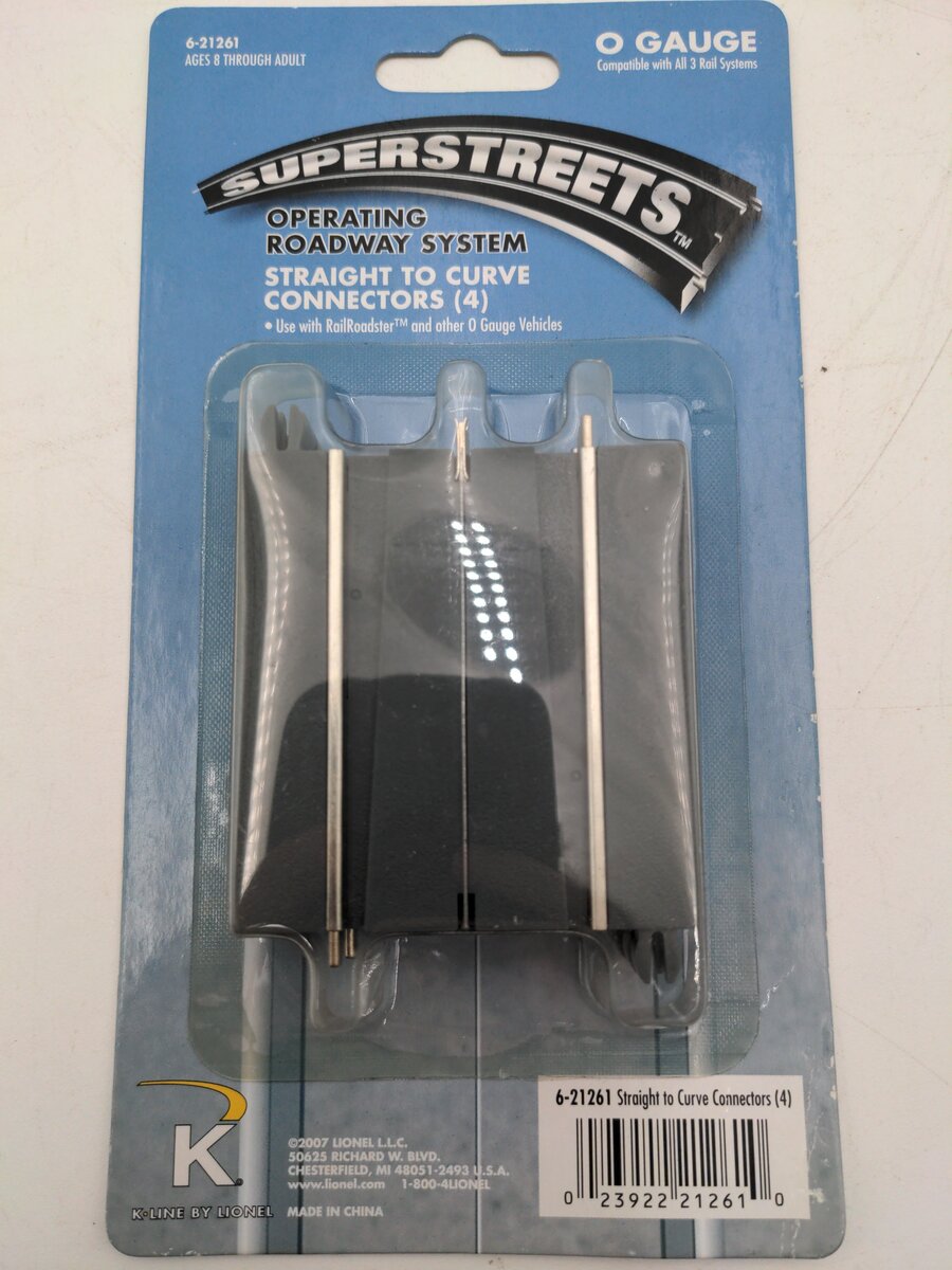 Lionel 6-21261 O SuperStreets 2.5" Straight to Curve Connector (Pack of 4)